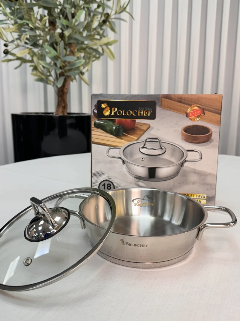 Polochef Proline omeletset met deksel RVS | 18 cm