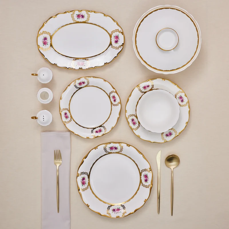 Karaca Royal Bone Elizabeth Serviesset 55-Delig | 12 persoons