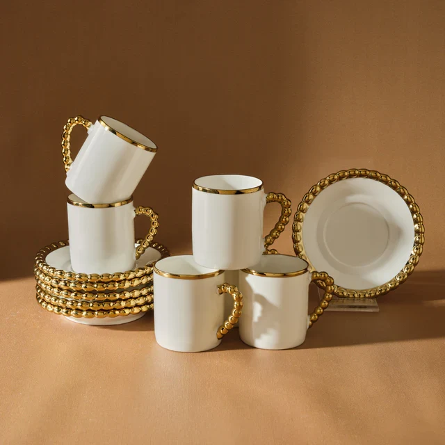 Karaca Boncuk Espressoset 12 delig | 6 persoons Gold