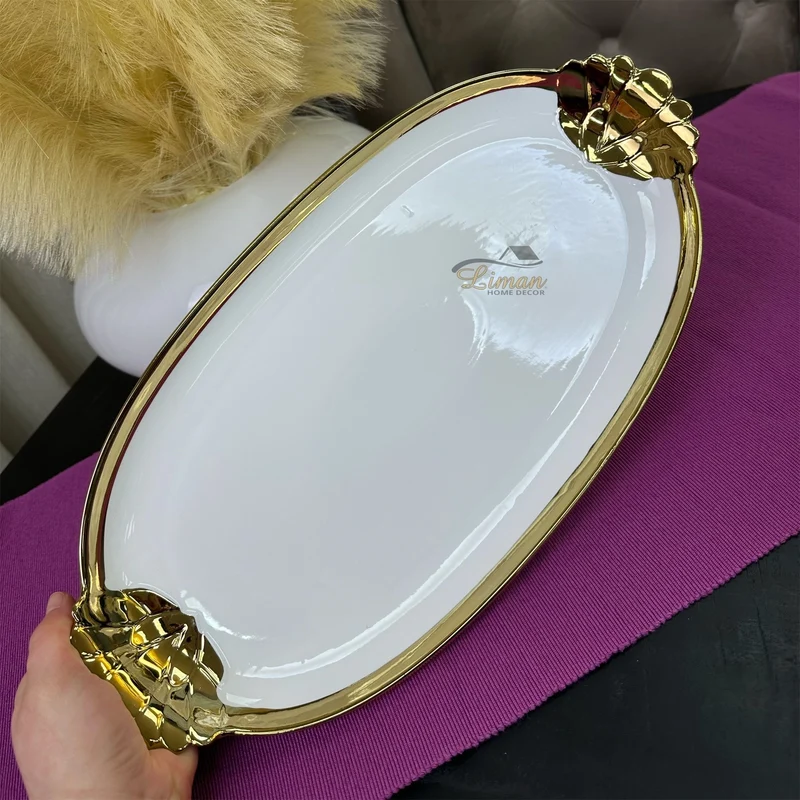 ACR Lotus Ovaal Dienblad 40 X 20 cm Goud