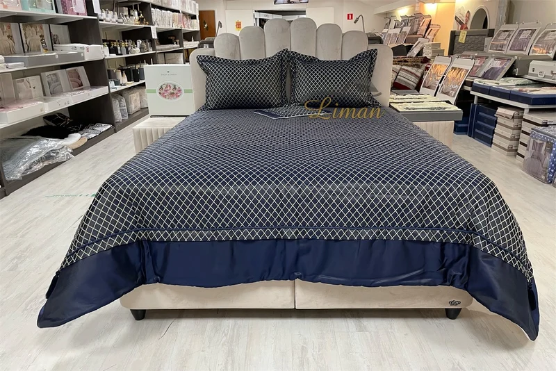 Ipekce Diva Bedspreiset 4 Delig Blauw