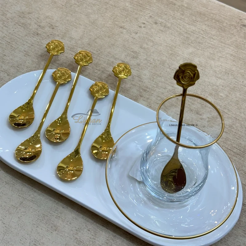 Collectie Theelepel Roos Goud 6 Delig