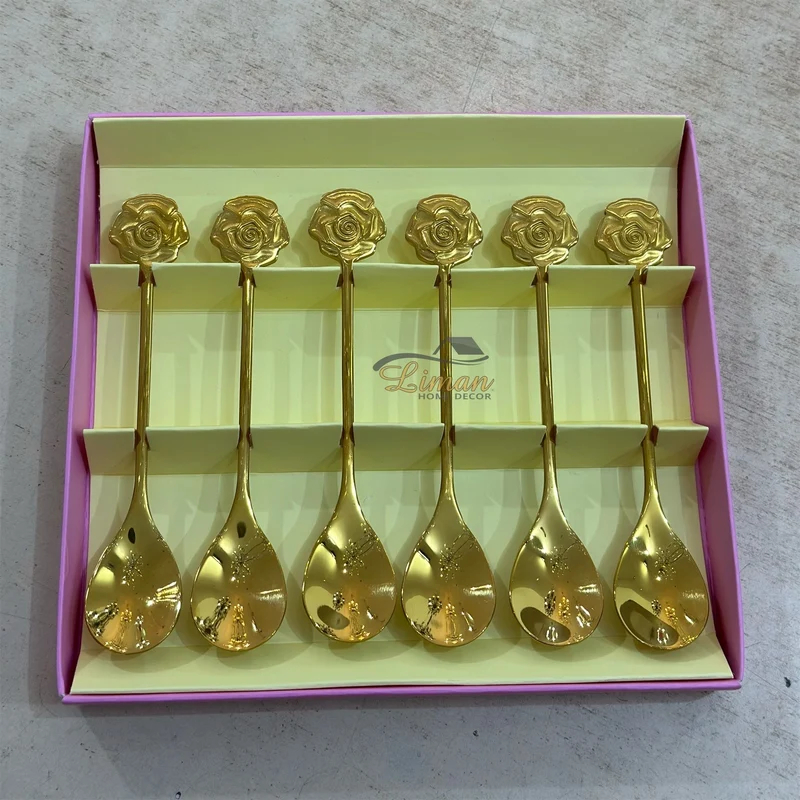 Collectie Theelepel Roos Goud 6 Delig