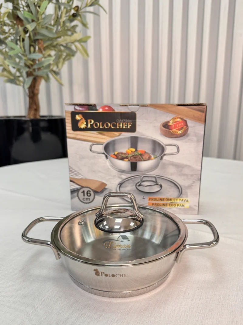 Polochef Proline omeletset met deksel RVS 16 cm