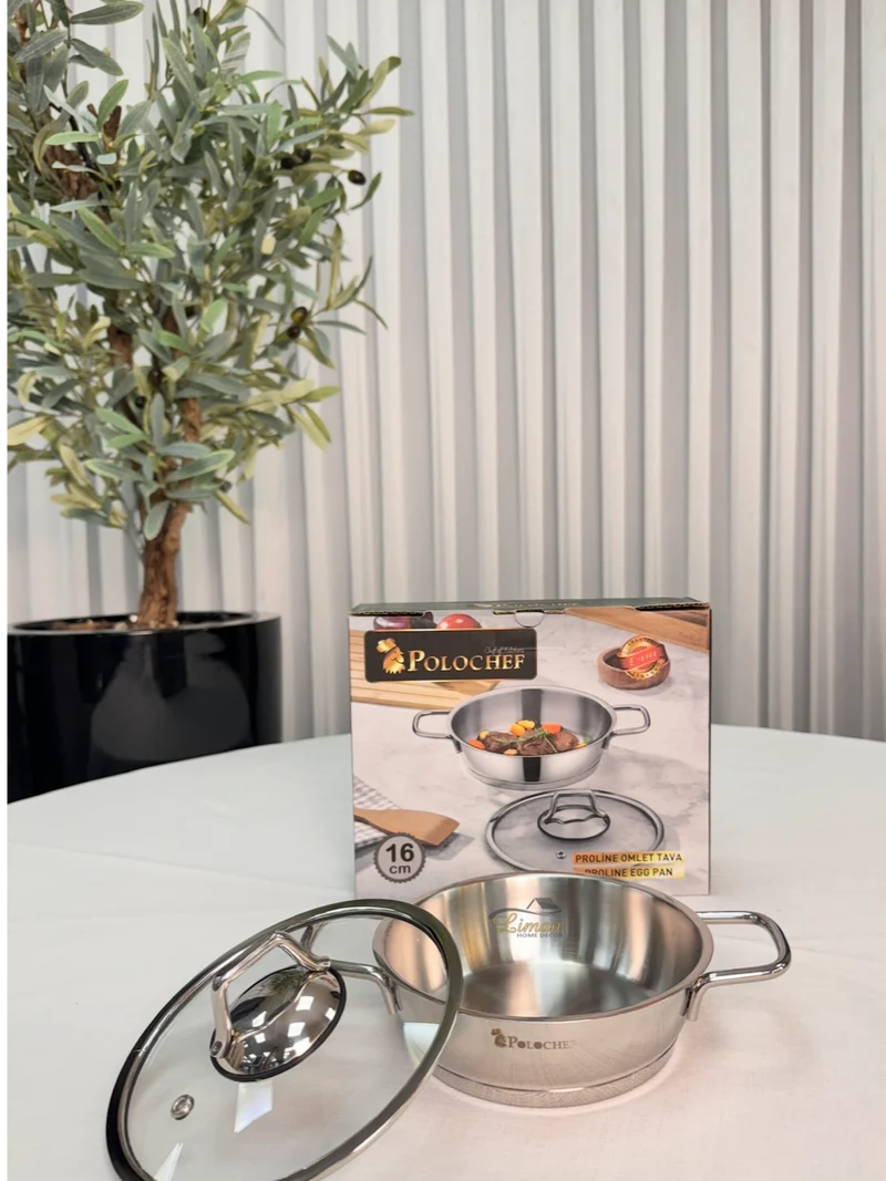 Polochef Proline omeletset met deksel RVS 16 cm