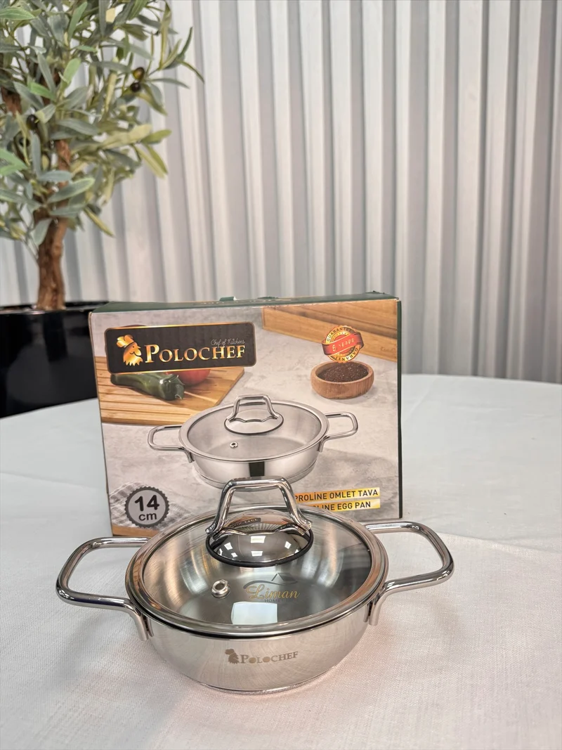 Polochef Proline omeletset met deksel RVS 14 cm