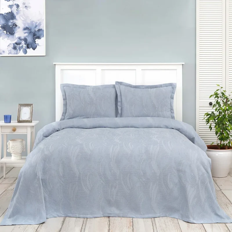 Karaca Home Blanche Waffle Bedspreiset Blauw