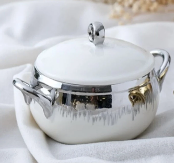 ACR BIANCO PERLA MINI SOEP TERRINE MET DEKSEL ZILVER