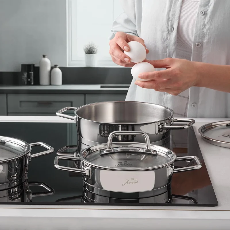 Jumbo Assos 6-delige roestvrijstalen Omelet pannenset