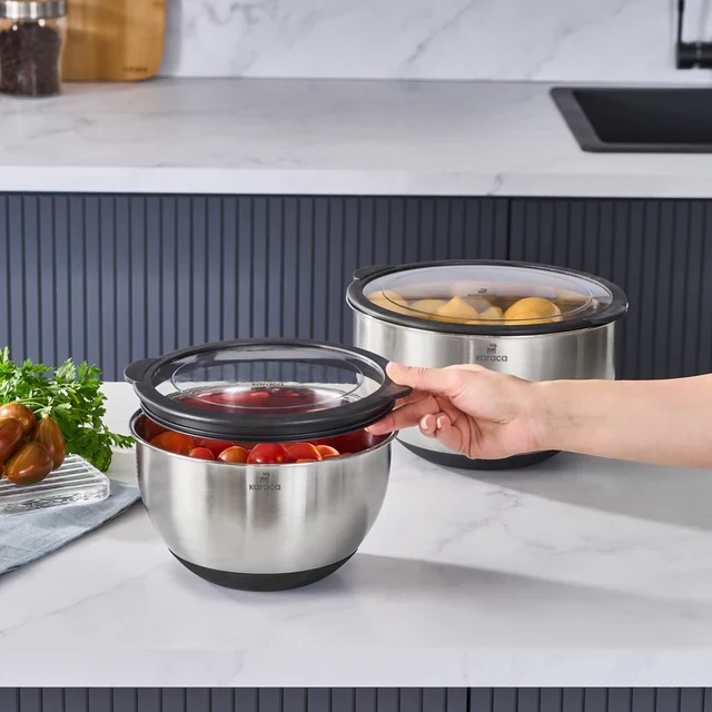 Karaca Mixmaster 2-delige mengkommen, mixset, roestvrij staal (Inox)