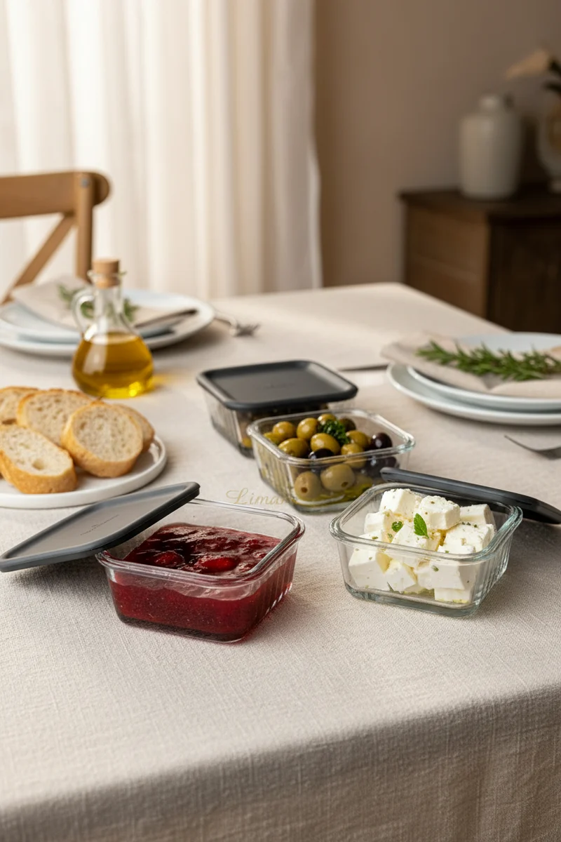 Pasabahce Frezya Saus Kommen met Deksel ( 8 Delig ) 220 cc