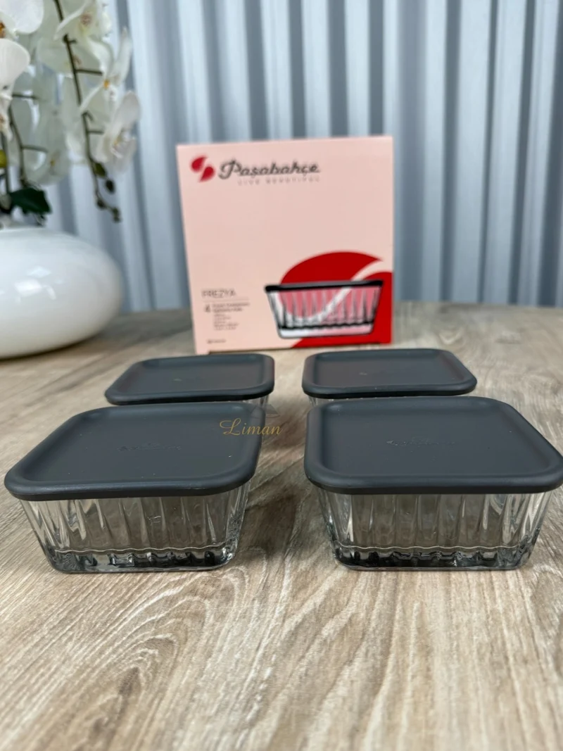 Pasabahce Frezya Saus Kommen met Deksel ( 8 Delig ) 220 cc
