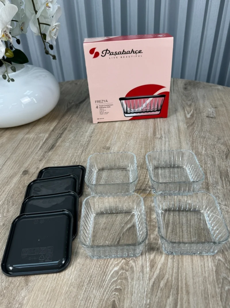 Pasabahce Frezya Saus Kommen met Deksel ( 8 Delig ) 220 cc