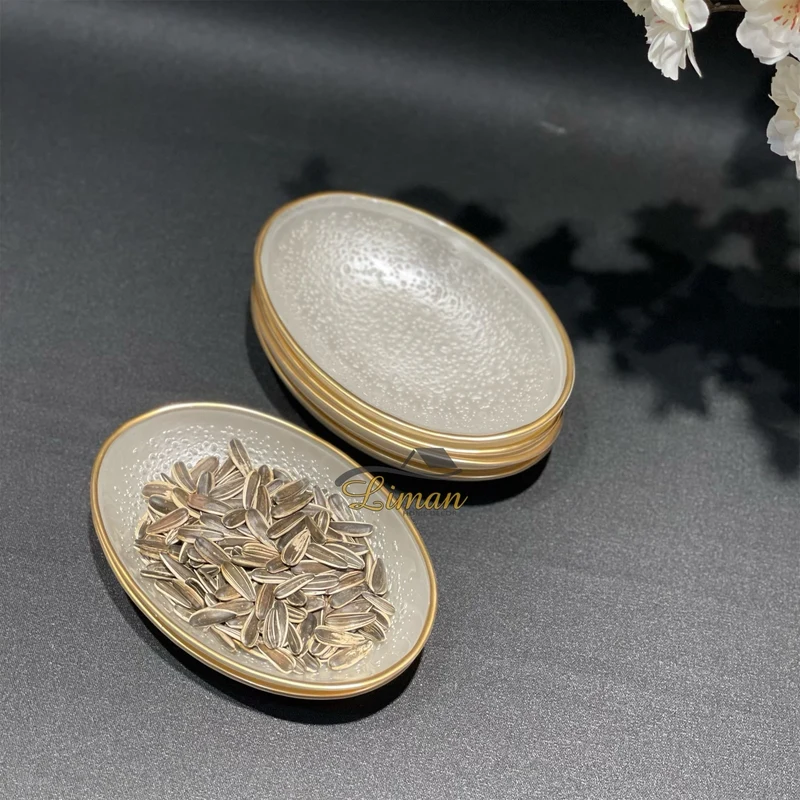 Bricard Crispy Ovaal Kommenset 18 x 11 cm Wit - Goud 6 Delig