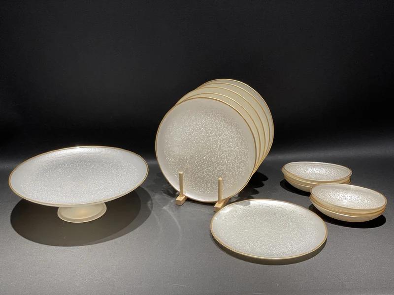 Bricard Crispy Ovaal Kommenset 18 x 11 cm Wit - Goud 6 Delig