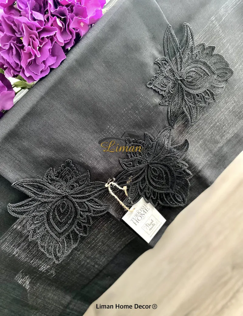 Lotus Tafelkleed Set Met Placemat Zwart 34 Dlg