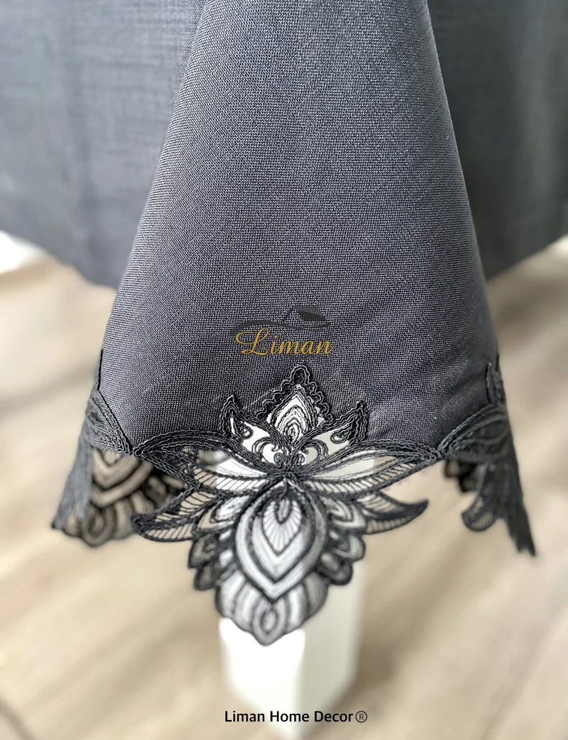 Lotus Tafelkleed Set Met Placemat Zwart 34 Dlg