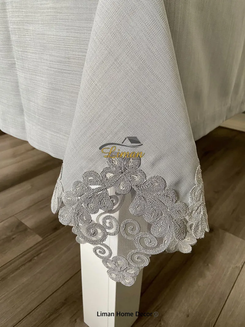 Sehzade Tafelkleed Set Met Placemat Grijs 34 Dlg