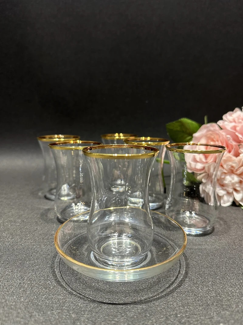 PASABAHCE OPTIK GOLDEN TOUCH THEEGLAZEN 6 DELIG