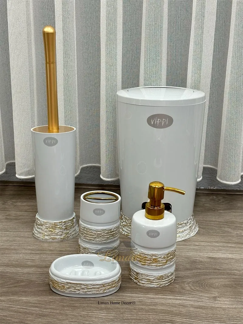 LUXE BADSET 5 DELIG GRIJS / GOUD