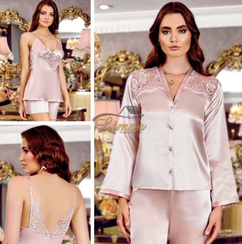 Jeremi Satijn Lingerieset 6 Delig Roze