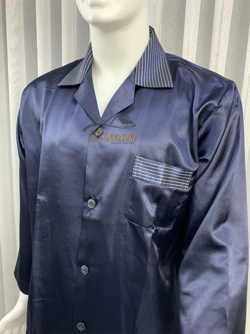 Batista 4 Delig Luxe Satijnen Mannen Pyjama Set Donker Blauw