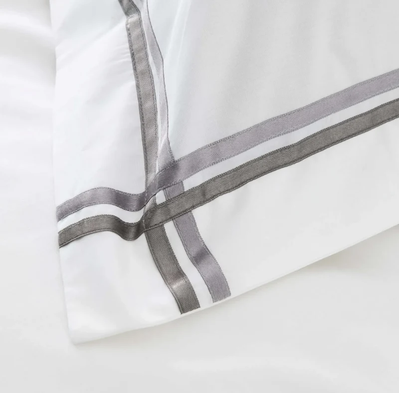 Karaca Home White Collection Valse Grijs Satin Stripe Dekbedovertrek 2 persoons