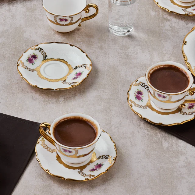 KARACA ROYAL BONE ELIZABETH ESPRESSOSET 12 DELIG |6 PERSOONS