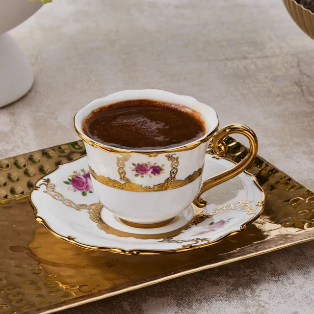 KARACA ROYAL BONE ELIZABETH ESPRESSOSET 12 DELIG |6 PERSOONS
