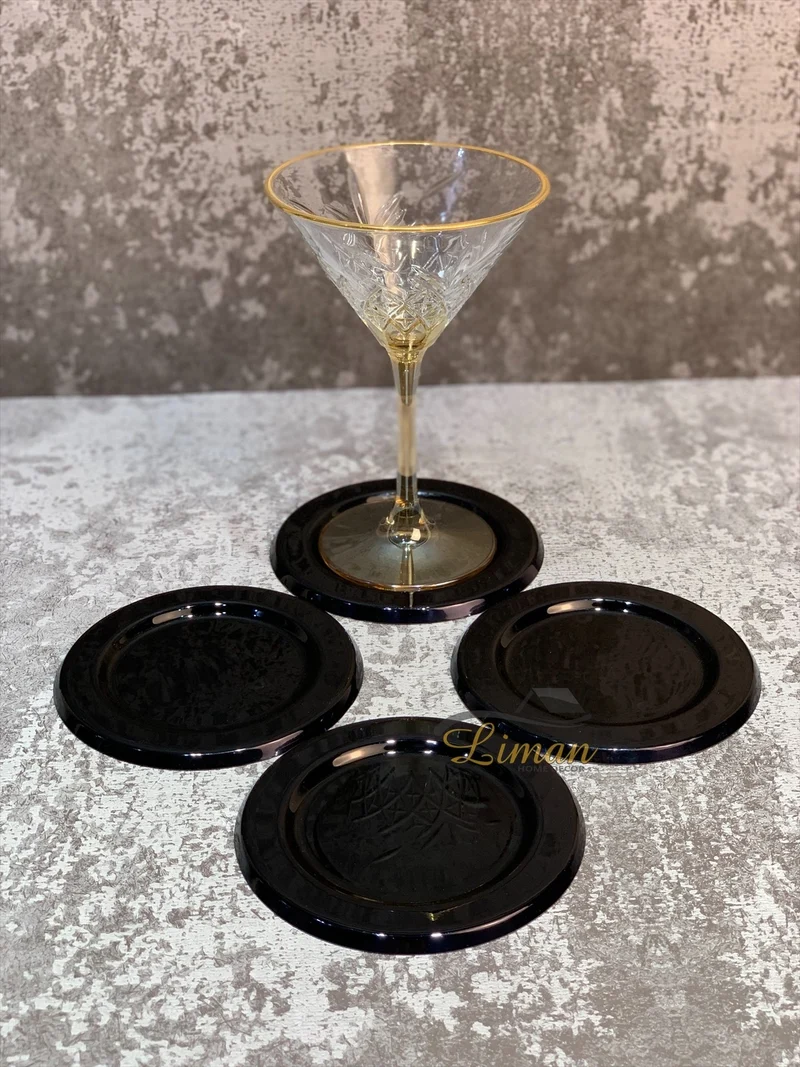 S|P Collection Glasonderzetter zwart Cheers - set/4