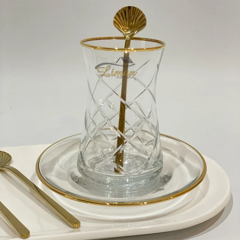LUXE SCHELP THEELEPEL 6-DELIG GOUD