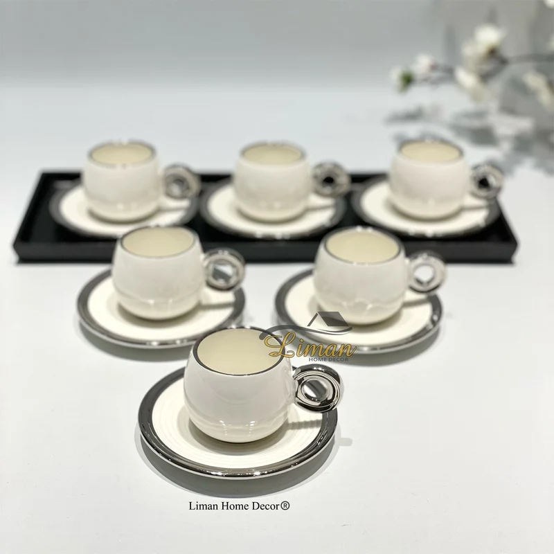 Bricard Queen Espressoset Wit - Zilver 12 Delig | 6 Persoons