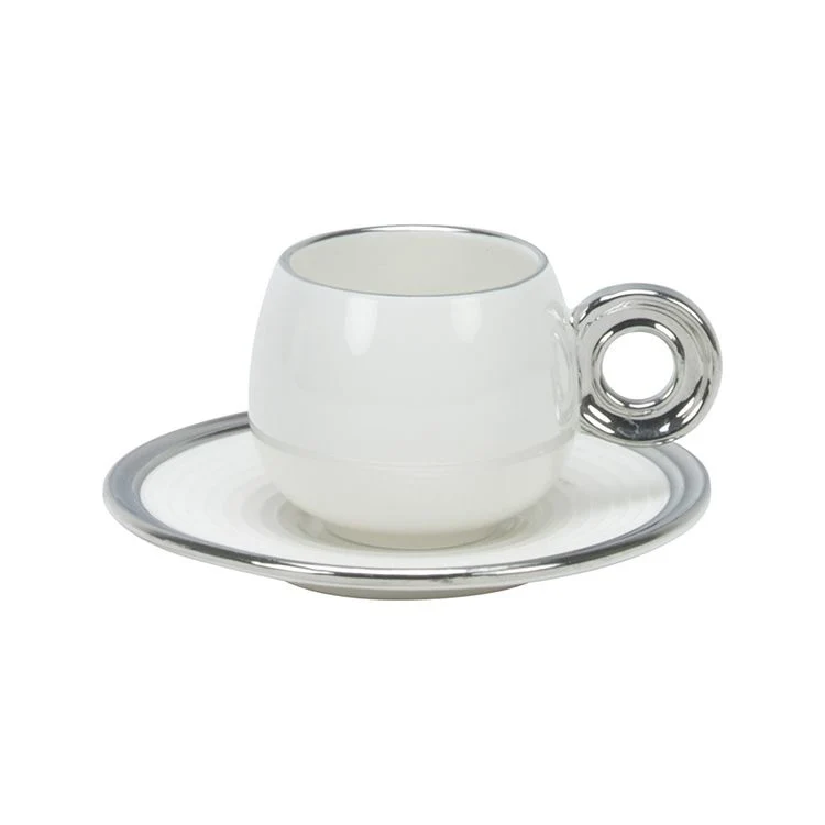 Bricard Queen Espressoset Wit - Zilver 12 Delig | 6 Persoons
