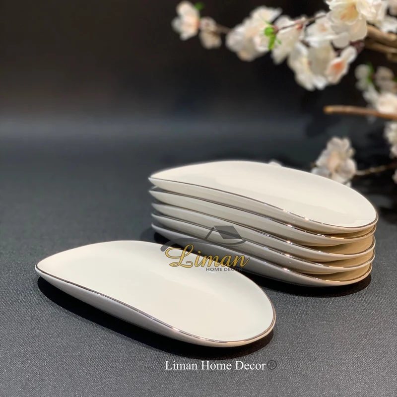Bricard Porcelain Evry Wit - Zilver 6 Delig Serveerschaal