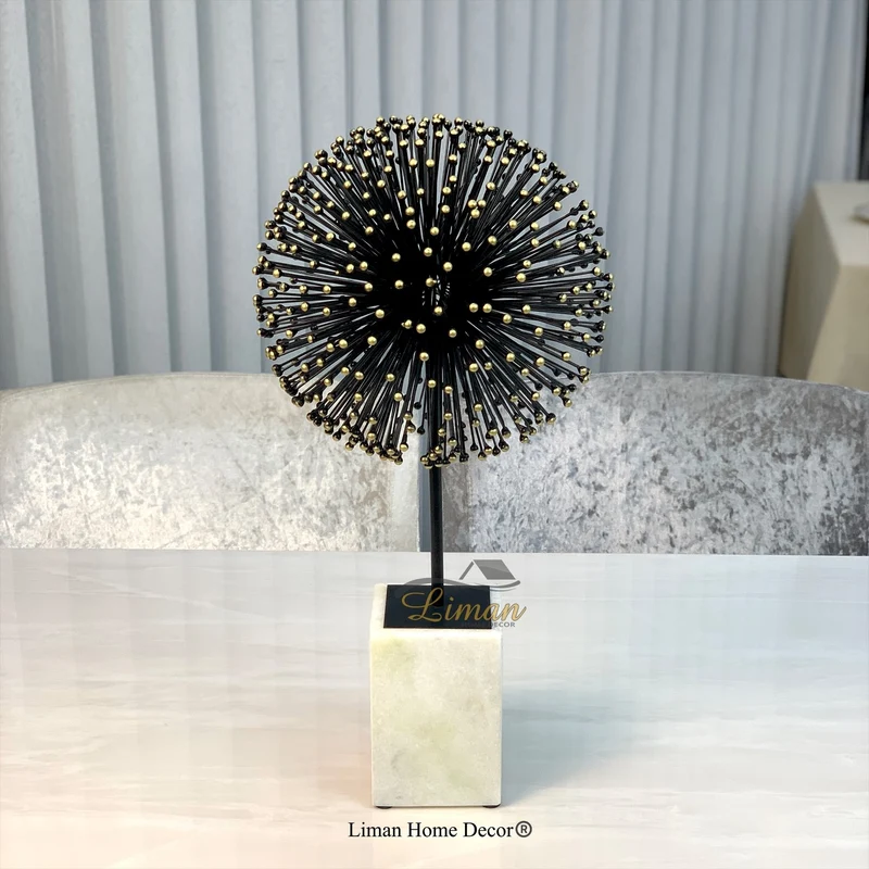 Telli Decoratie Bol Met Marmer Stand 54cm Zwart