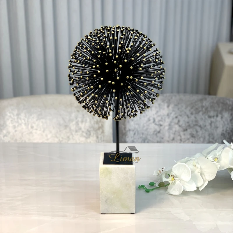 Telli Decoratie Bol Met Marmer Stand 54cm Zwart