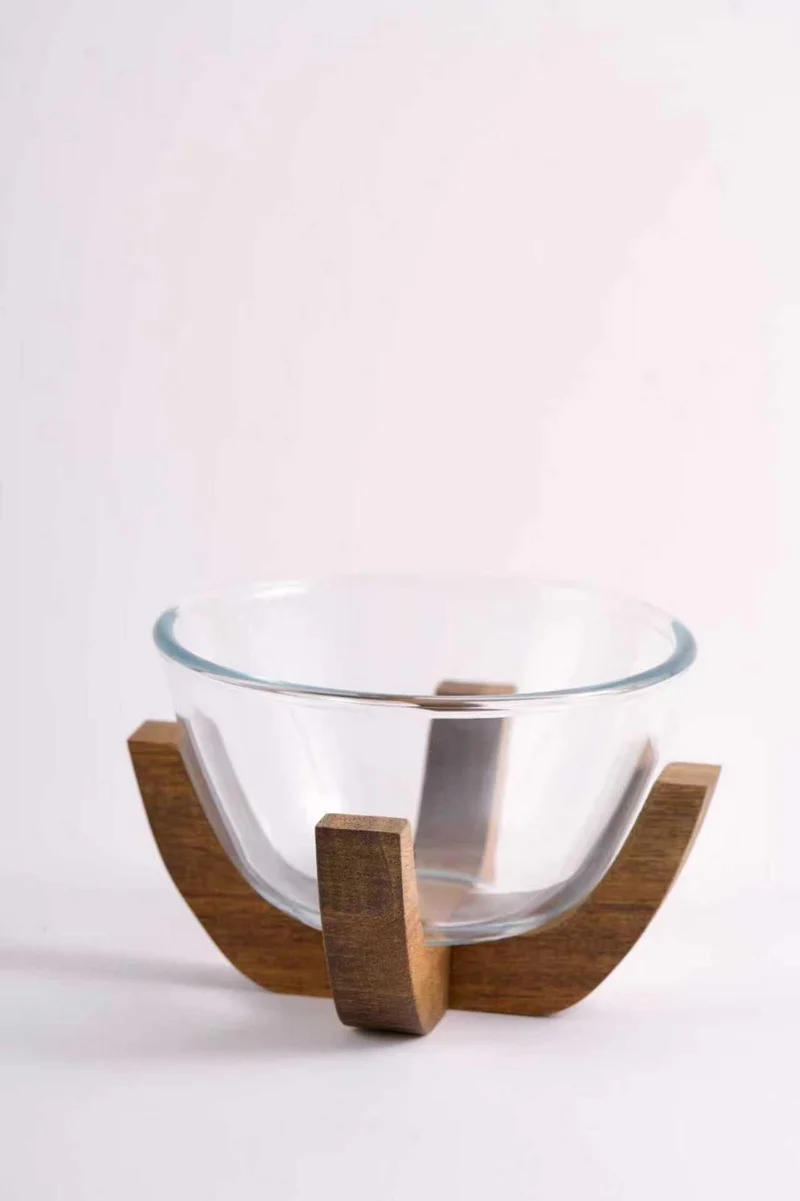 Organisch glazen schaal met stand | 17.5 cm
