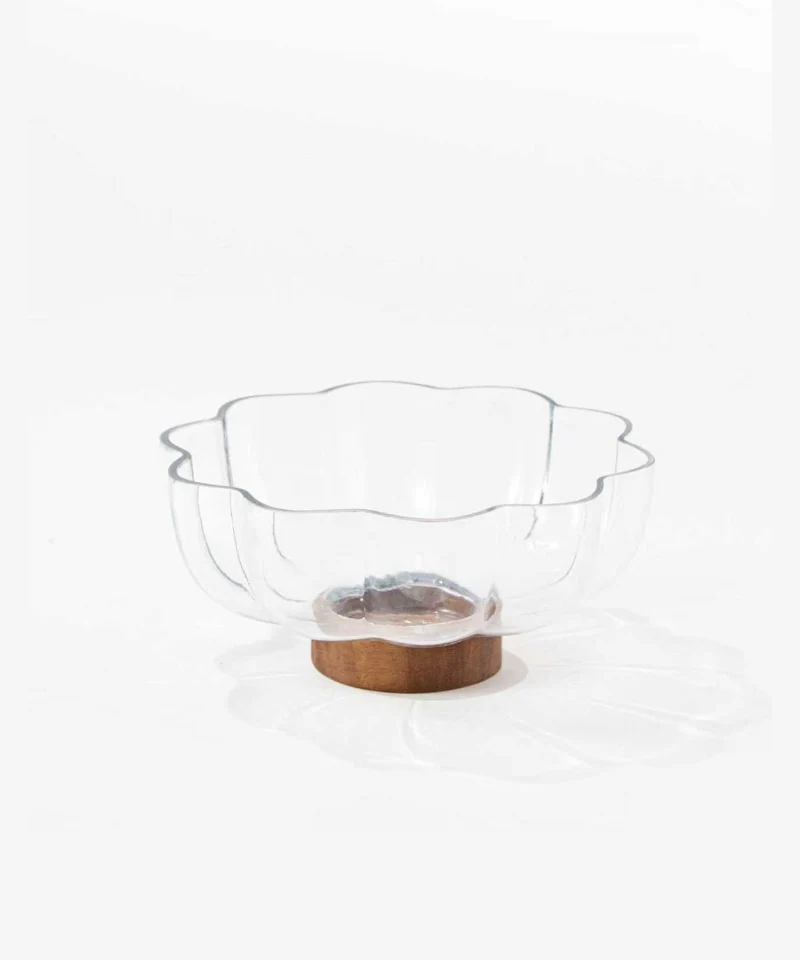 Rustic wood Daisy glazen schaal | 21.8 cm