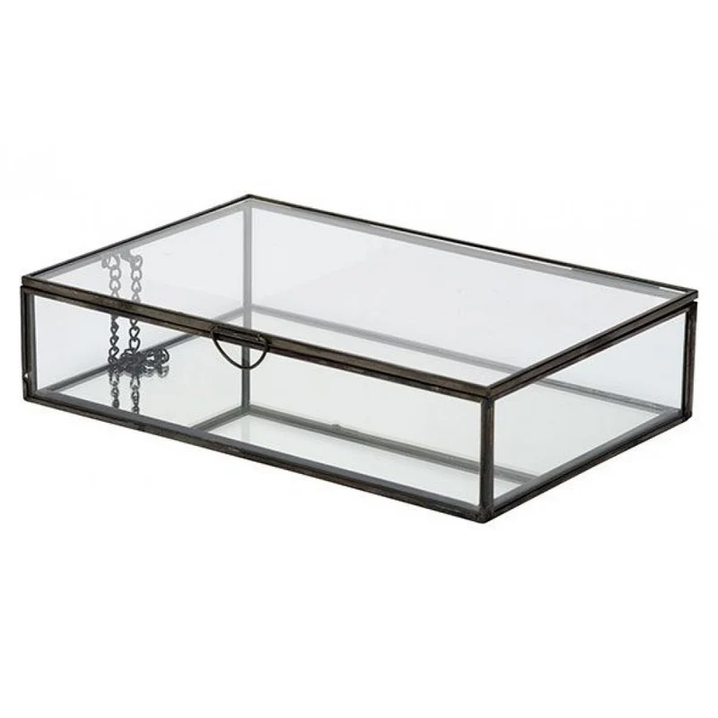 DOOS GLASS ZWART 22X14,5XH5,3CM METAAL