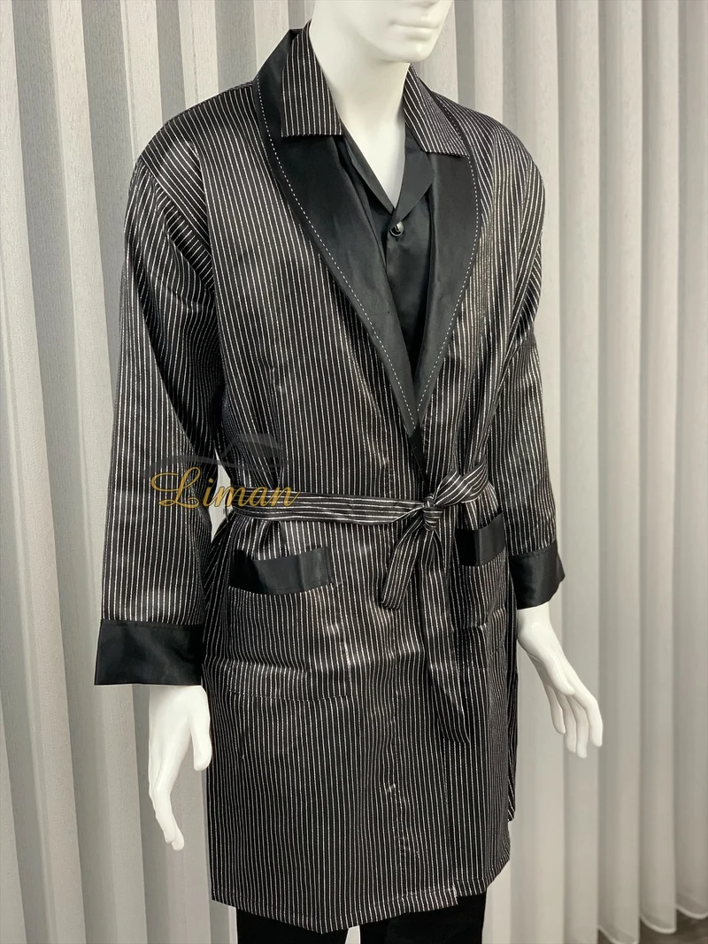 Batista 4 Delig Luxe Satijnen Mannen Pyjama Set Zwart