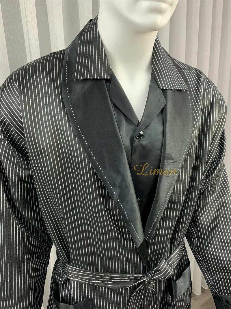 Batista 4 Delig Luxe Satijnen Mannen Pyjama Set Zwart