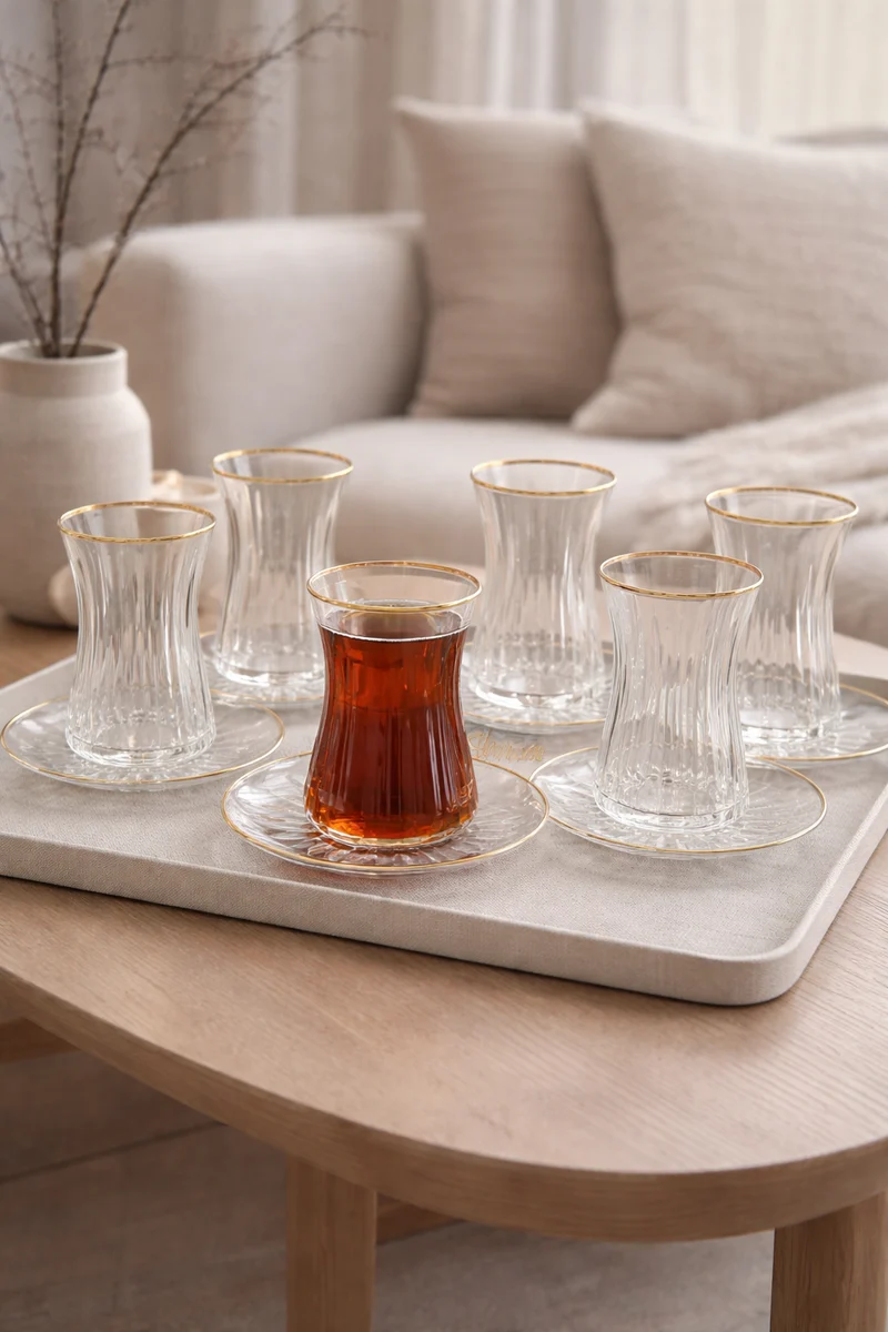 Esco Isik Gold Theeset 12 Delig | 6 Persoons