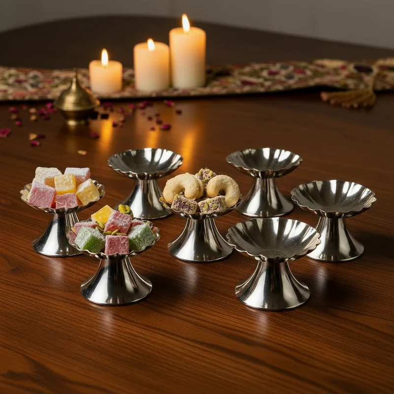 Papatya Lokumluk / Dessertschalen / Dip- / Sausschalen 9cc Zilver 6 Delig