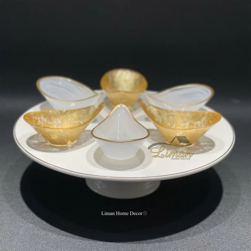 Taartplateau 32cm met gouden rand Era