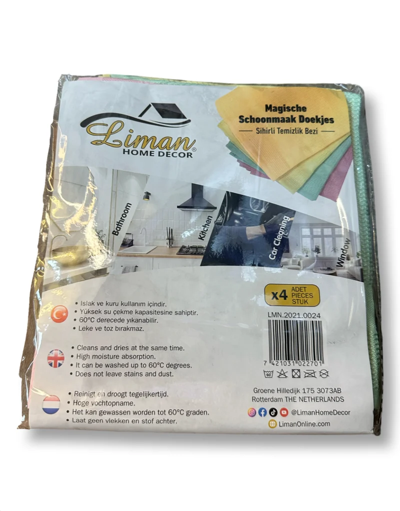 Liman® Microfiber magische schoonmaak doekjes (4 stuks)