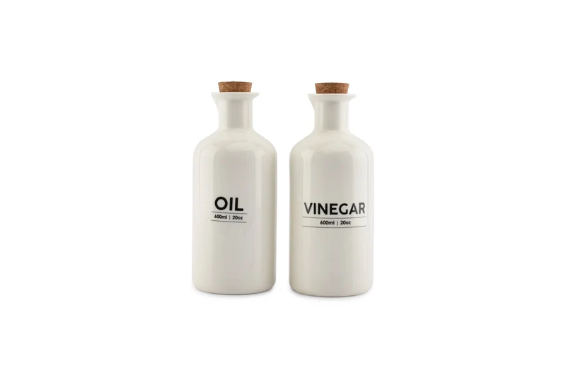 Olie- en azijnfles set 60cl wit Cucina
