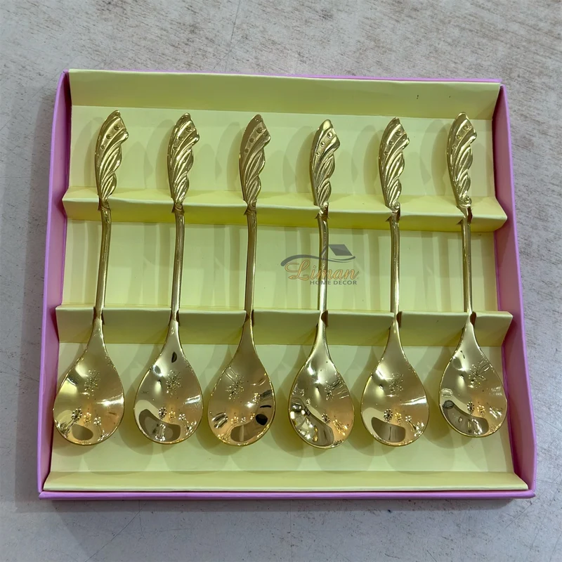 Collectie Theelepel Veer Goud 6 Delig