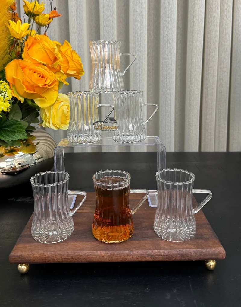 Ribbled Line Borosilikat Theeglazen 6 Delig 200 ml