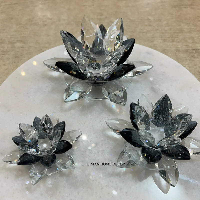KRISTAL NILUFER DECORATIE ZWART 3 DELIG