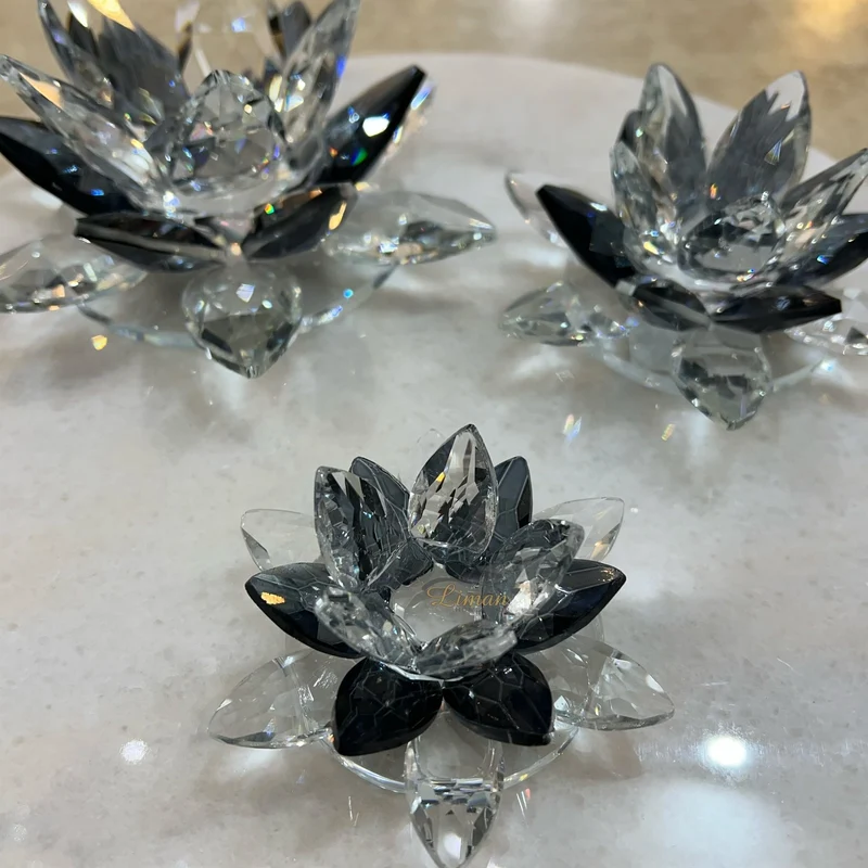 KRISTAL NILUFER DECORATIE ZWART 3 DELIG